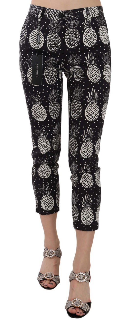 Pantalon capri skinny imprimé ananas noir Dolce &amp; Gabbana