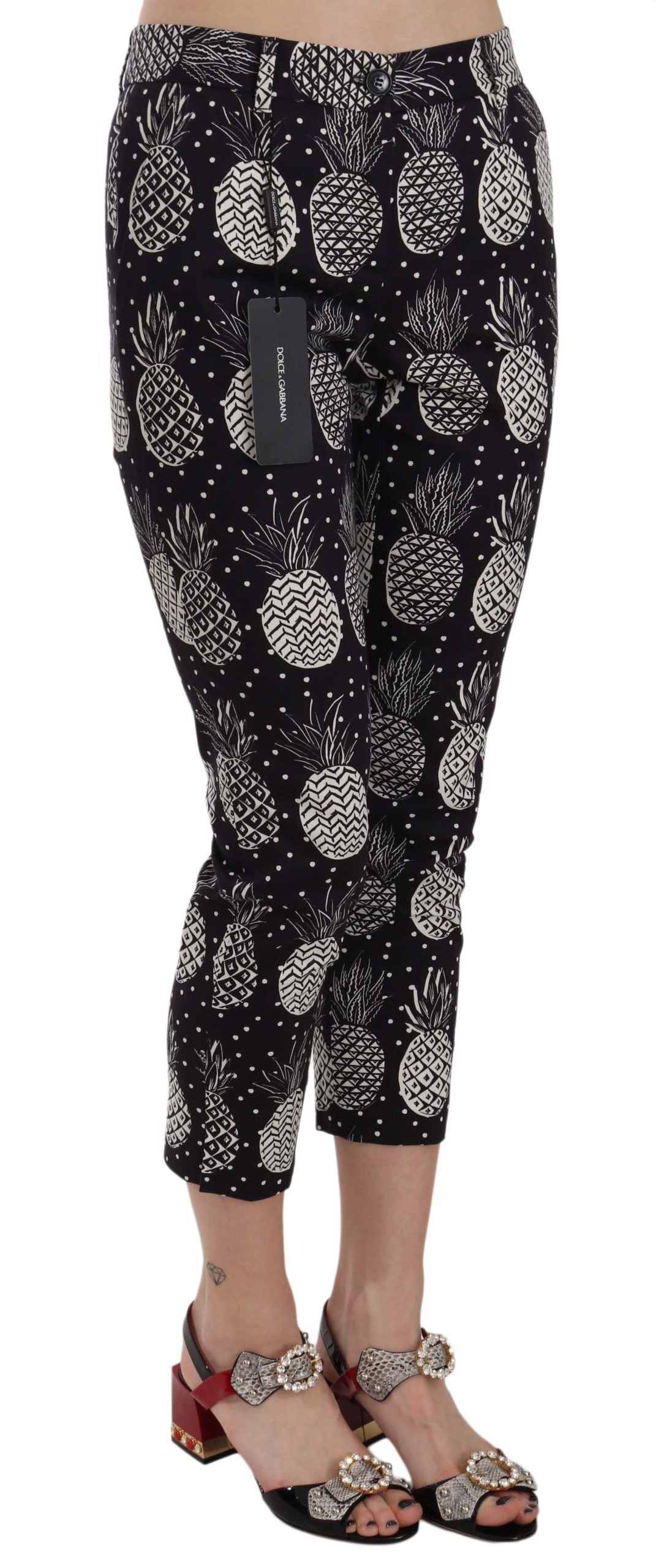 Pantalon capri skinny imprimé ananas noir Dolce &amp; Gabbana