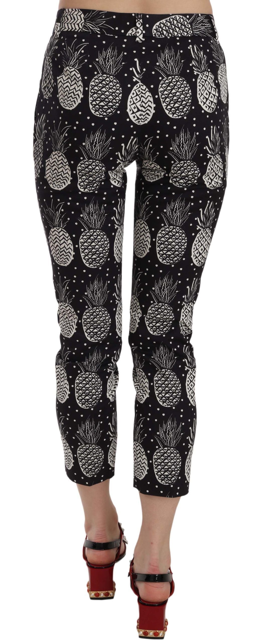 Pantalon capri skinny imprimé ananas noir Dolce &amp; Gabbana
