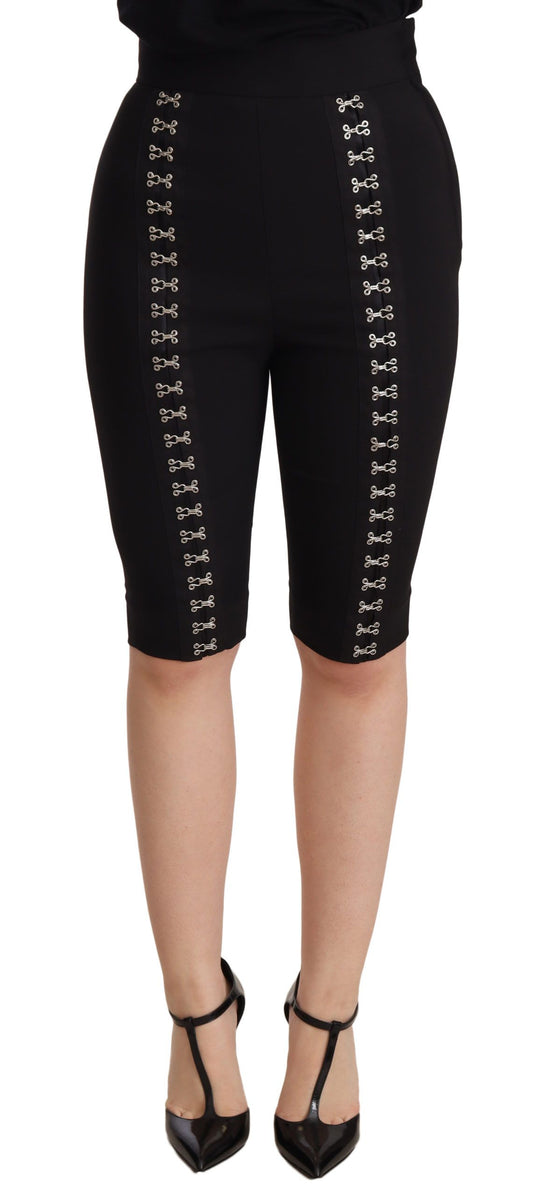 Short slim taille haute en laine stretch noire Dolce &amp; Gabbana