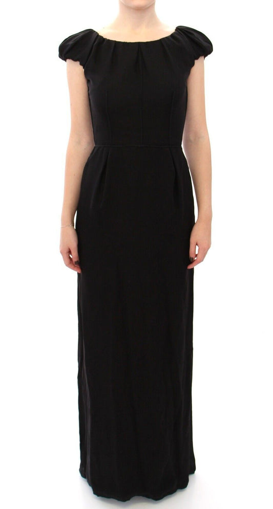 Robe longue en soie noire à manches courtes Dolce &amp; Gabbana