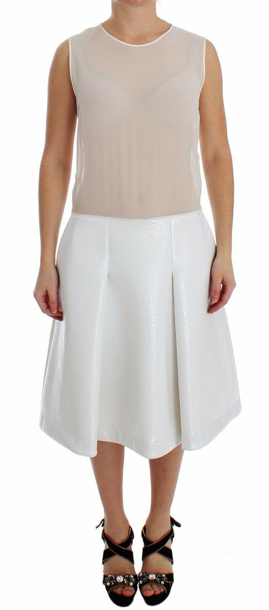 Robe fourreau transparente blanche plissée à bas Koonhor