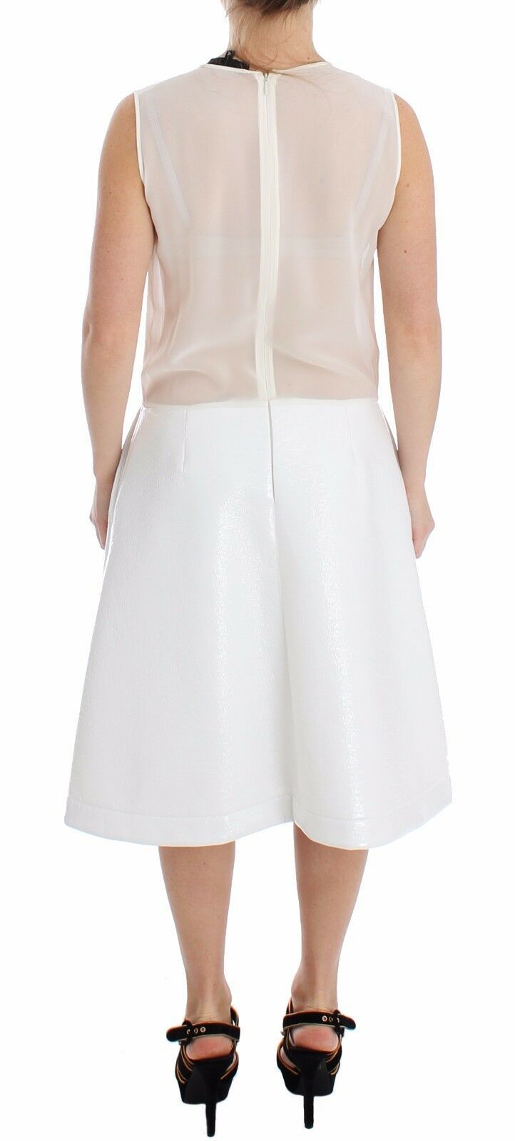 Robe fourreau transparente blanche plissée à bas Koonhor