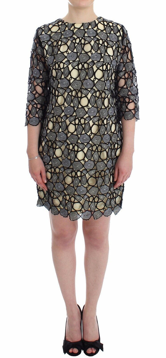 Robe fourreau noire crème Lanre Da Silva Ajayi, mini-robe droite