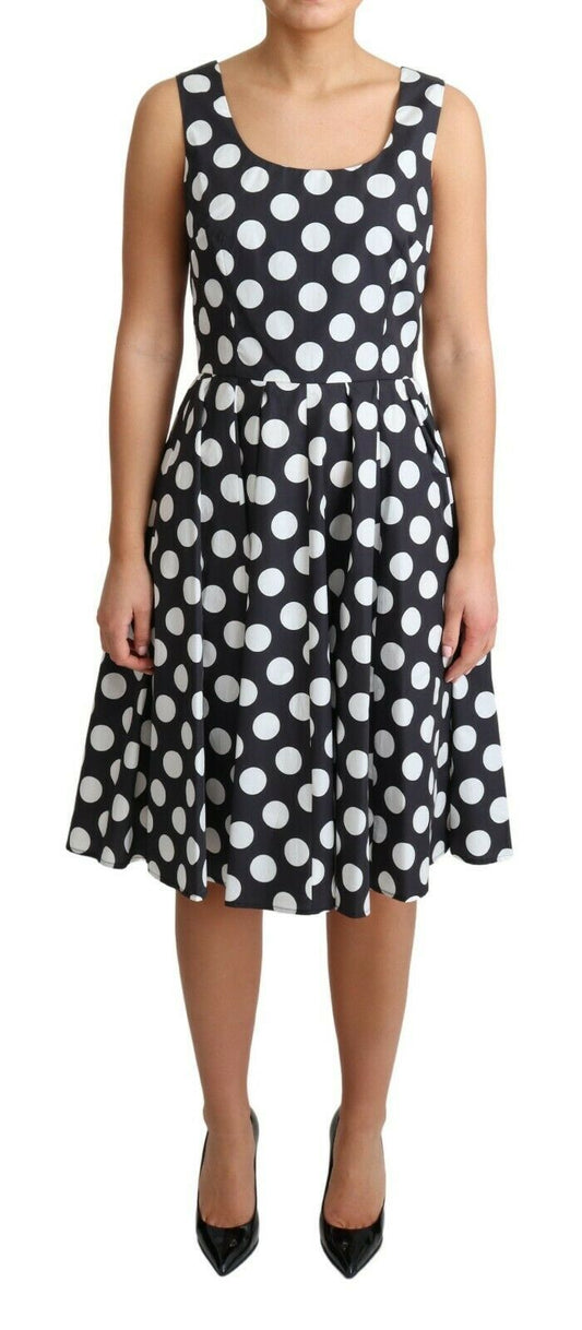 Robe trapèze en coton noir à pois Dolce &amp; Gabbana