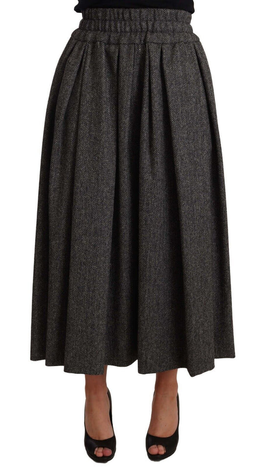 Jupe trapèze taille haute en laine grise Dolce &amp; Gabbana
