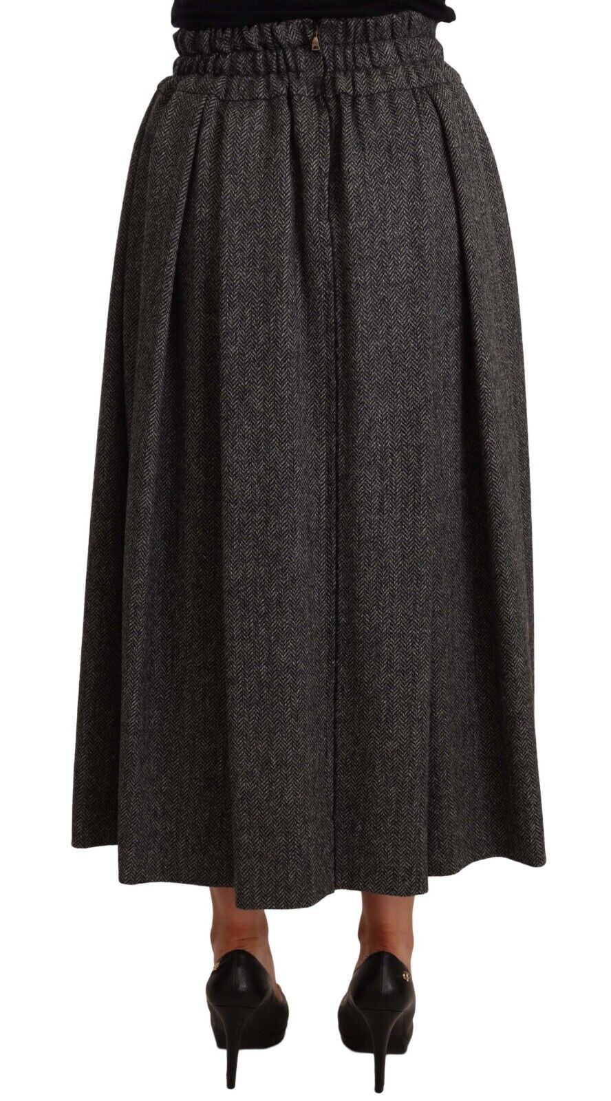 Jupe trapèze taille haute en laine grise Dolce &amp; Gabbana