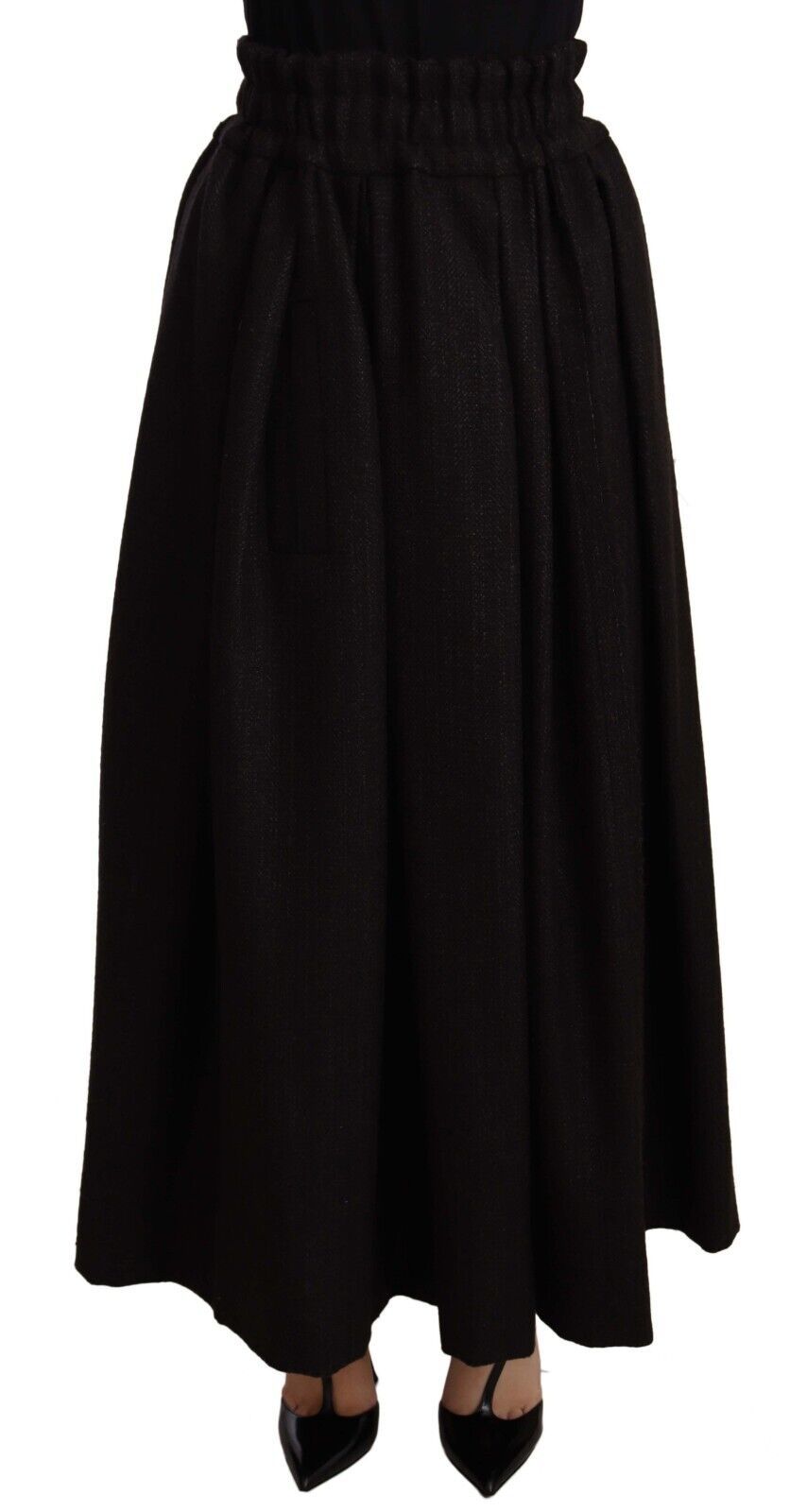 Jupe longue taille haute en laine noire Dolce &amp; Gabbana