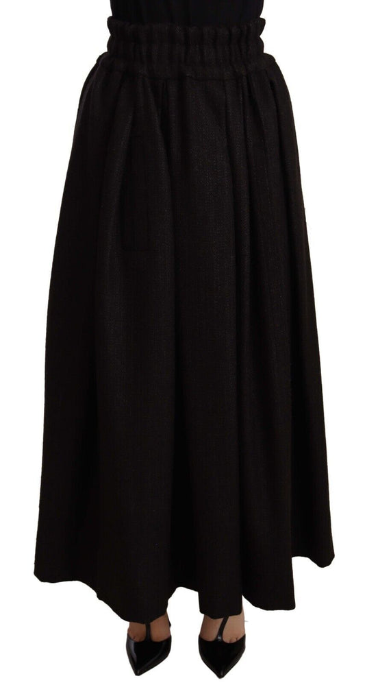Jupe longue taille haute en laine noire Dolce &amp; Gabbana