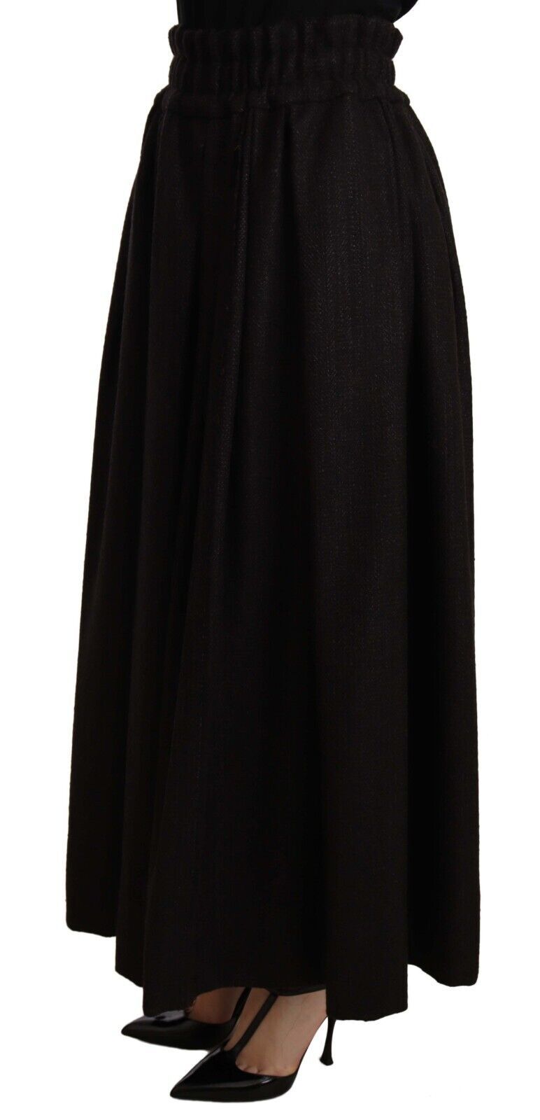 Jupe longue taille haute en laine noire Dolce &amp; Gabbana