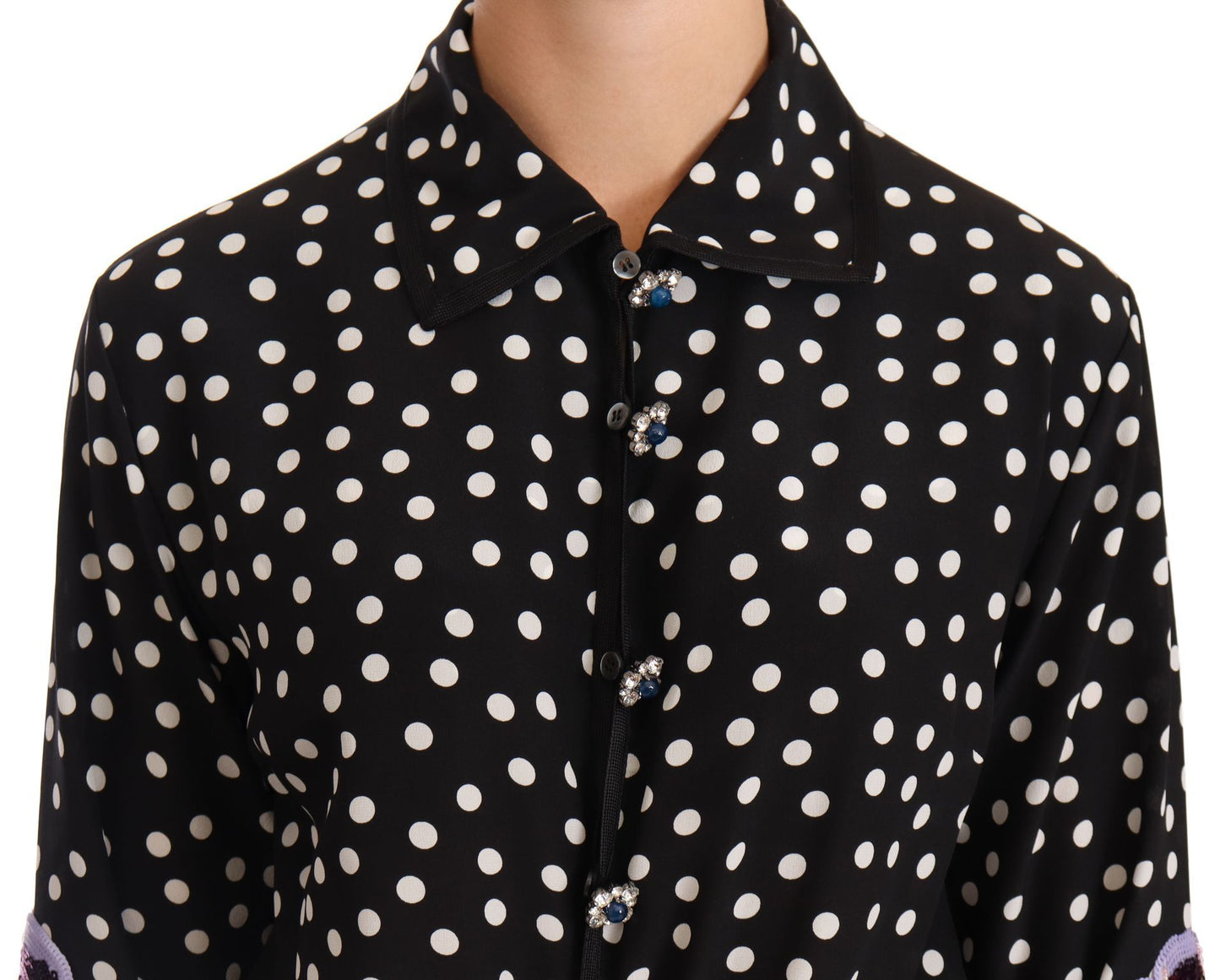 Robe fleurie à paillettes et cristaux noirs et blancs Dolce &amp; Gabbana