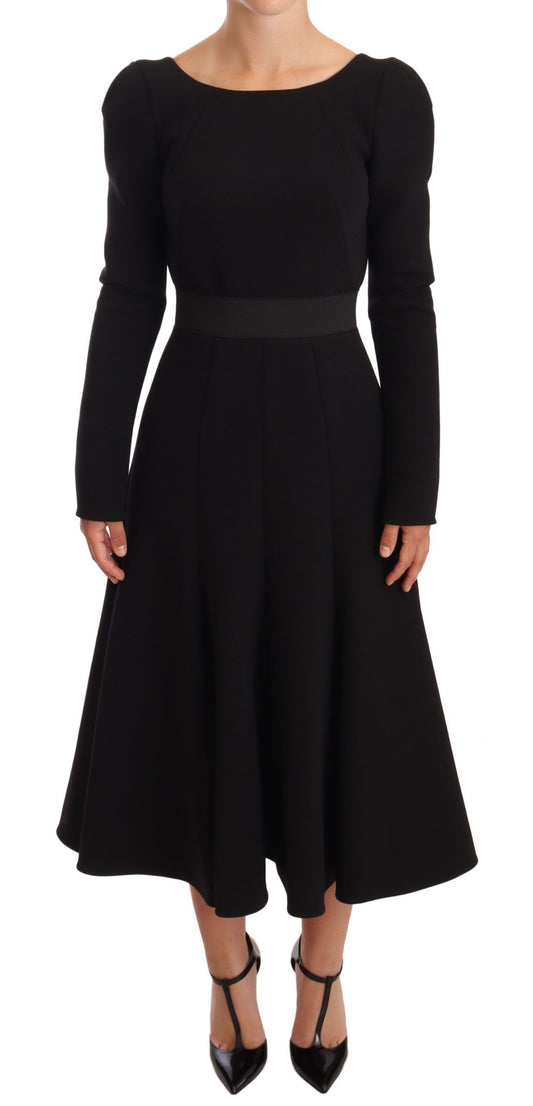 Robe fourreau noire en laine stretch à dos ouvert Dolce &amp; Gabbana