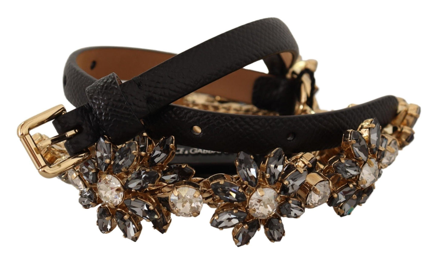 Ceinture texturée Dauphine en cristal et marguerite noire Dolce &amp; Gabbana