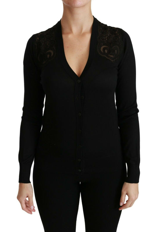 Pull cardigan en dentelle noire Dolce &amp; Gabbana