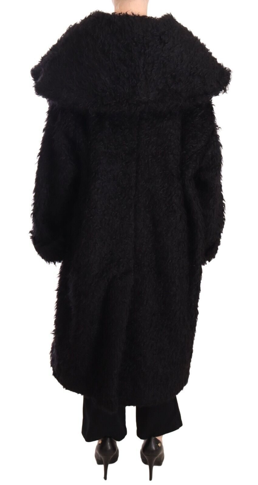 Dolce &amp; Gabbana Trench-coat cape en fourrure de mohair noir