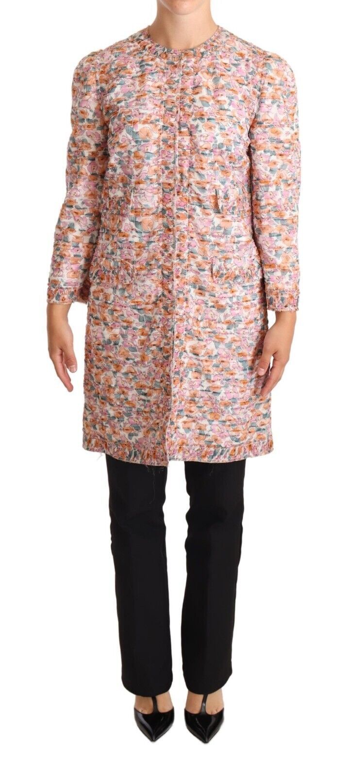 Trench-coat en soie à imprimé floral multicolore Dolce &amp; Gabbana