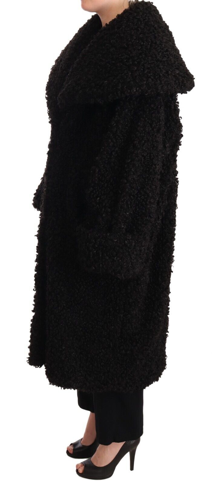 Dolce &amp; Gabbana Trench-coat en fourrure de polyester noir