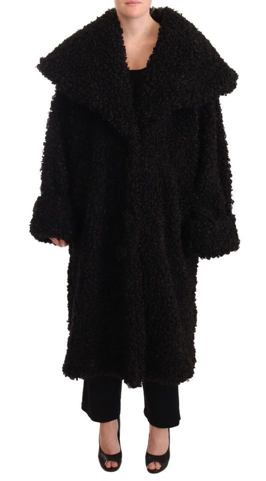 Dolce &amp; Gabbana Trench-coat en fourrure de polyester noir