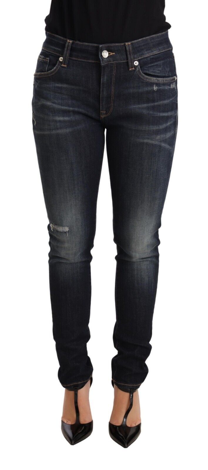 Jean slim skinny en coton stretch bleu délavé Dolce &amp; Gabbana