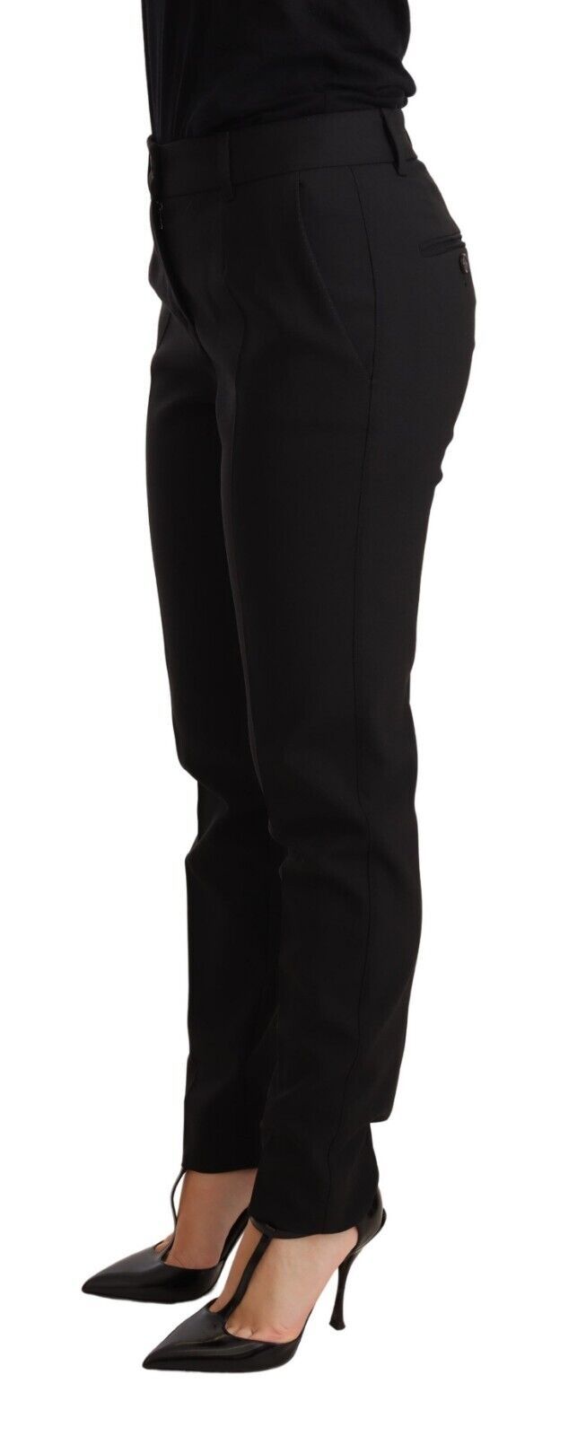 Pantalon fuselé noir en laine vierge pour femme Dolce &amp; Gabbana