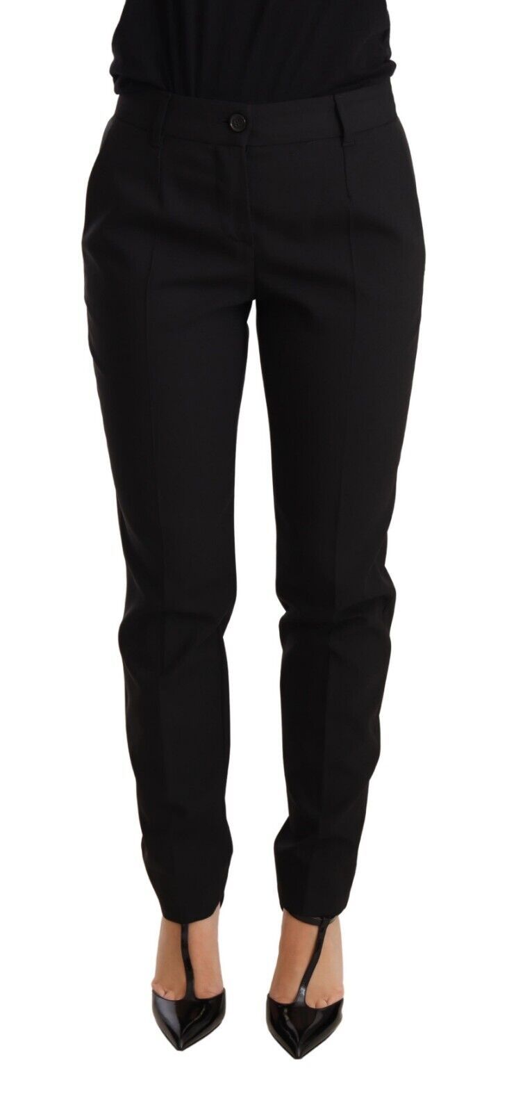 Pantalon fuselé noir en laine vierge pour femme Dolce &amp; Gabbana
