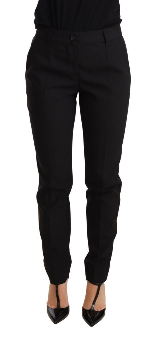 Pantalon fuselé noir en laine vierge pour femme Dolce &amp; Gabbana