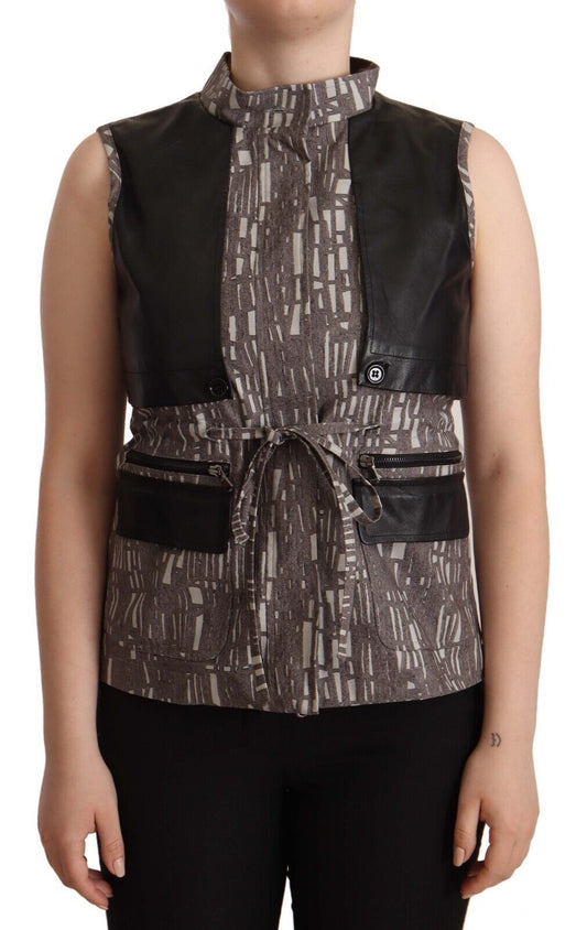 Comeforbreakfast Braune schwarze Weste Leder Ärmelloses Top Bluse