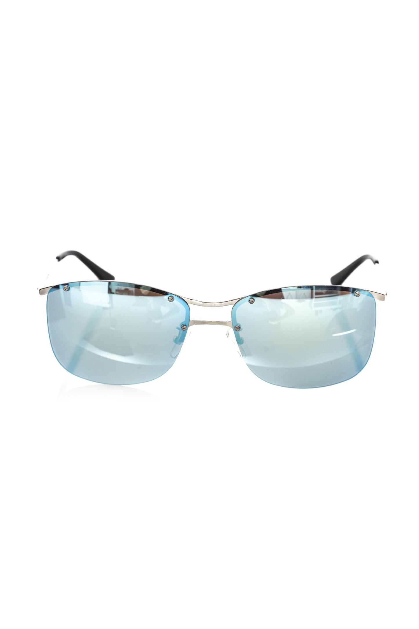 Frankie Morello Silver Metallic Men Sunglasses
