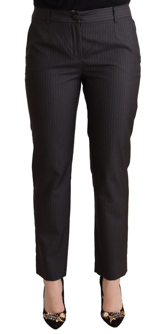 Pantalon fuselé en laine à rayures noires Dolce &amp; Gabbana
