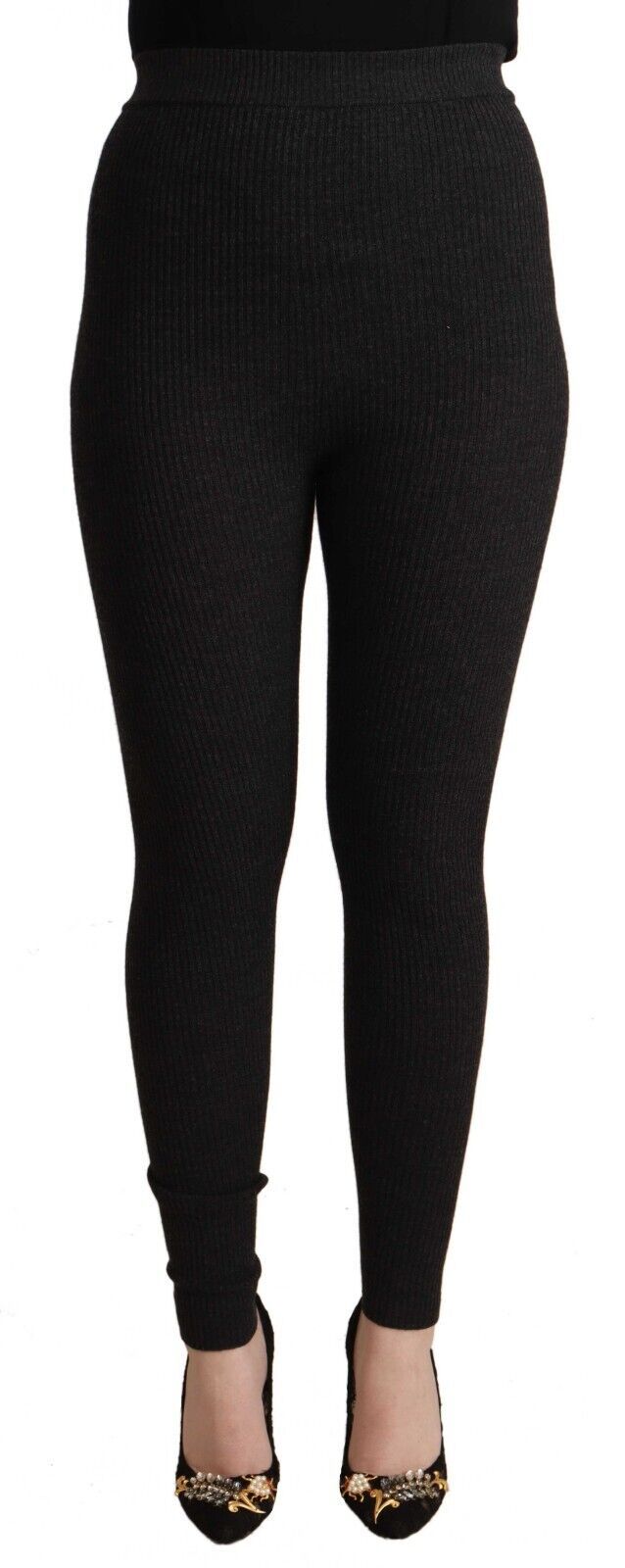 Pantalon collant extensible en laine vierge noire Dolce &amp; Gabbana