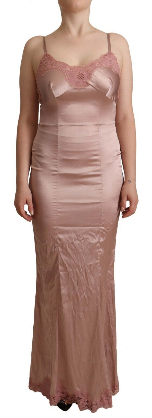 Robe longue moulante en polyester rose Dolce &amp; Gabbana