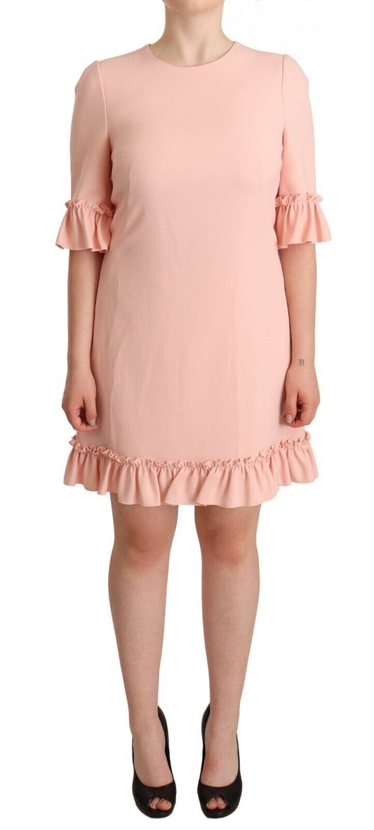 Robe fourreau en viscose rose à manches volantées Dolce &amp; Gabbana