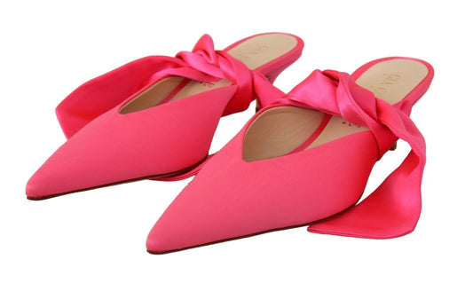 GIA COUTURE Rosafarbene Pumps aus Leder mit Schnürung und Kitten Heels
