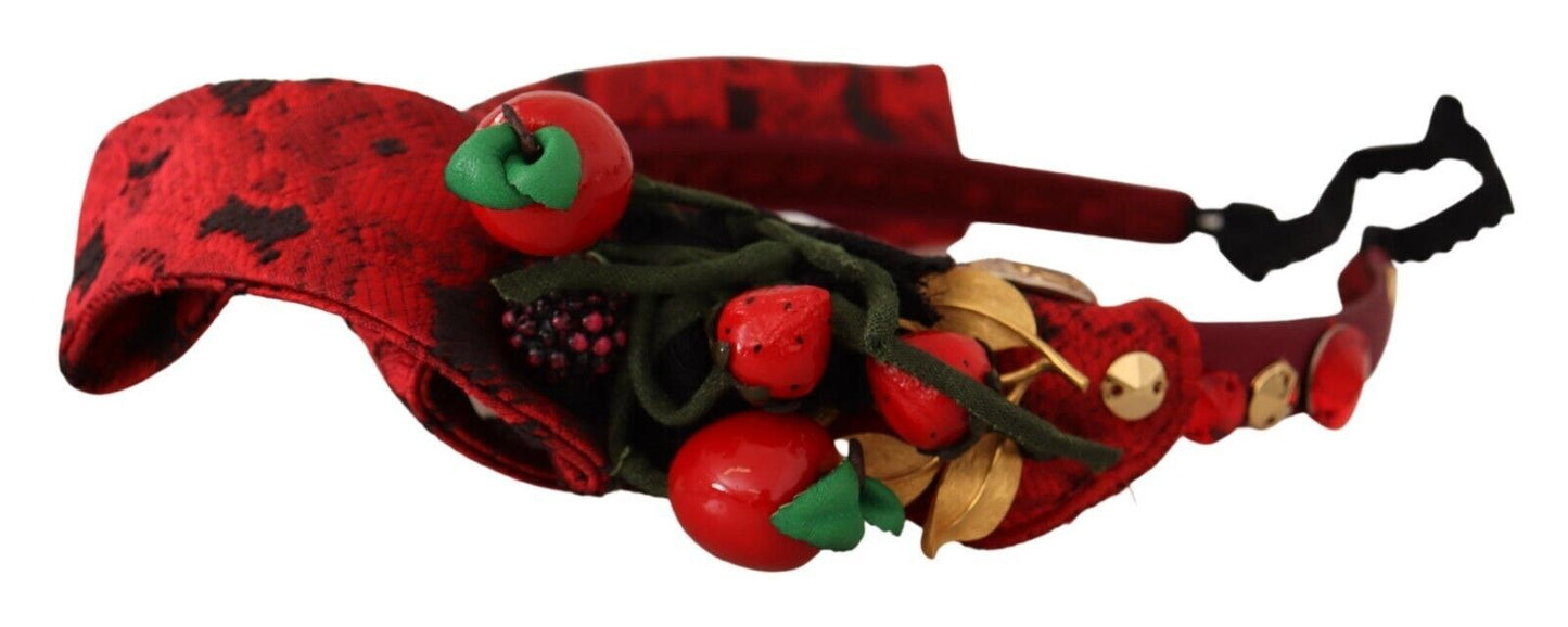Dolce &amp; Gabbana Rote Tiara Beerenfrucht Kristallschleife Haardiadem Stirnband
