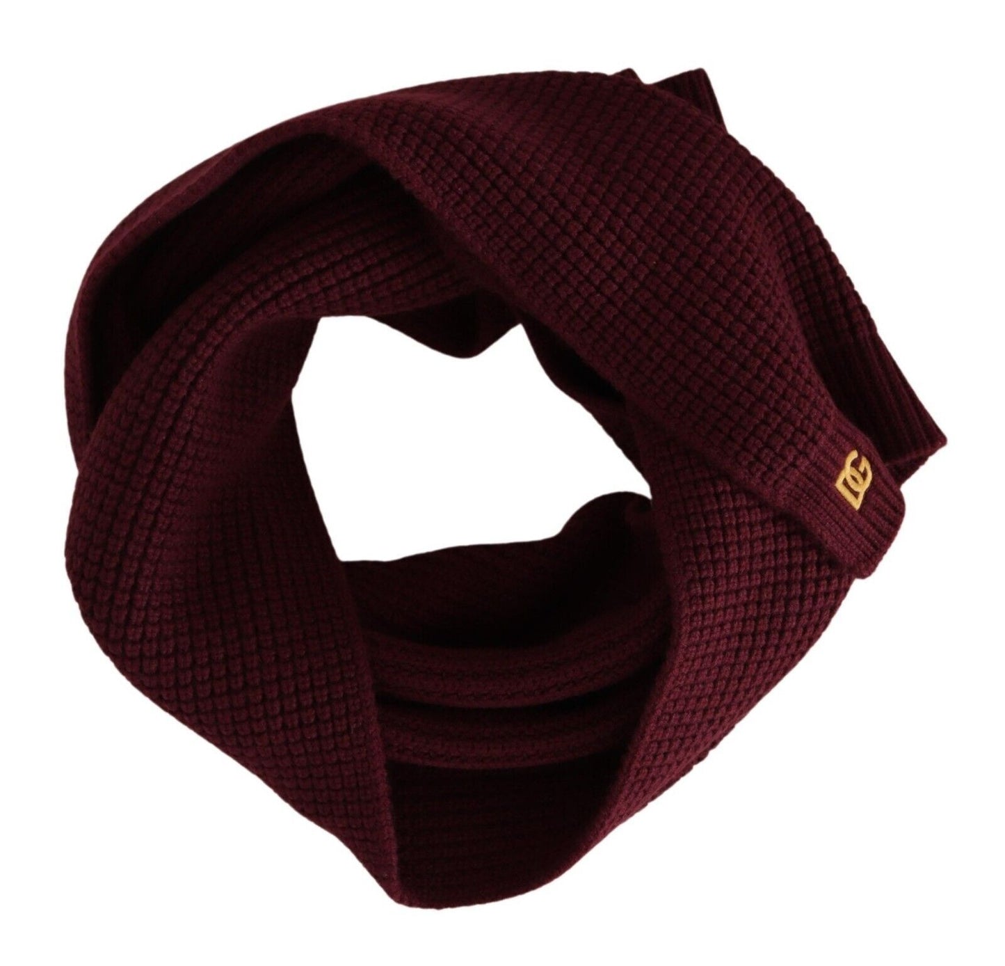 Écharpe en tricot châle à logo en cachemire rouge foncé Dolce &amp; Gabbana