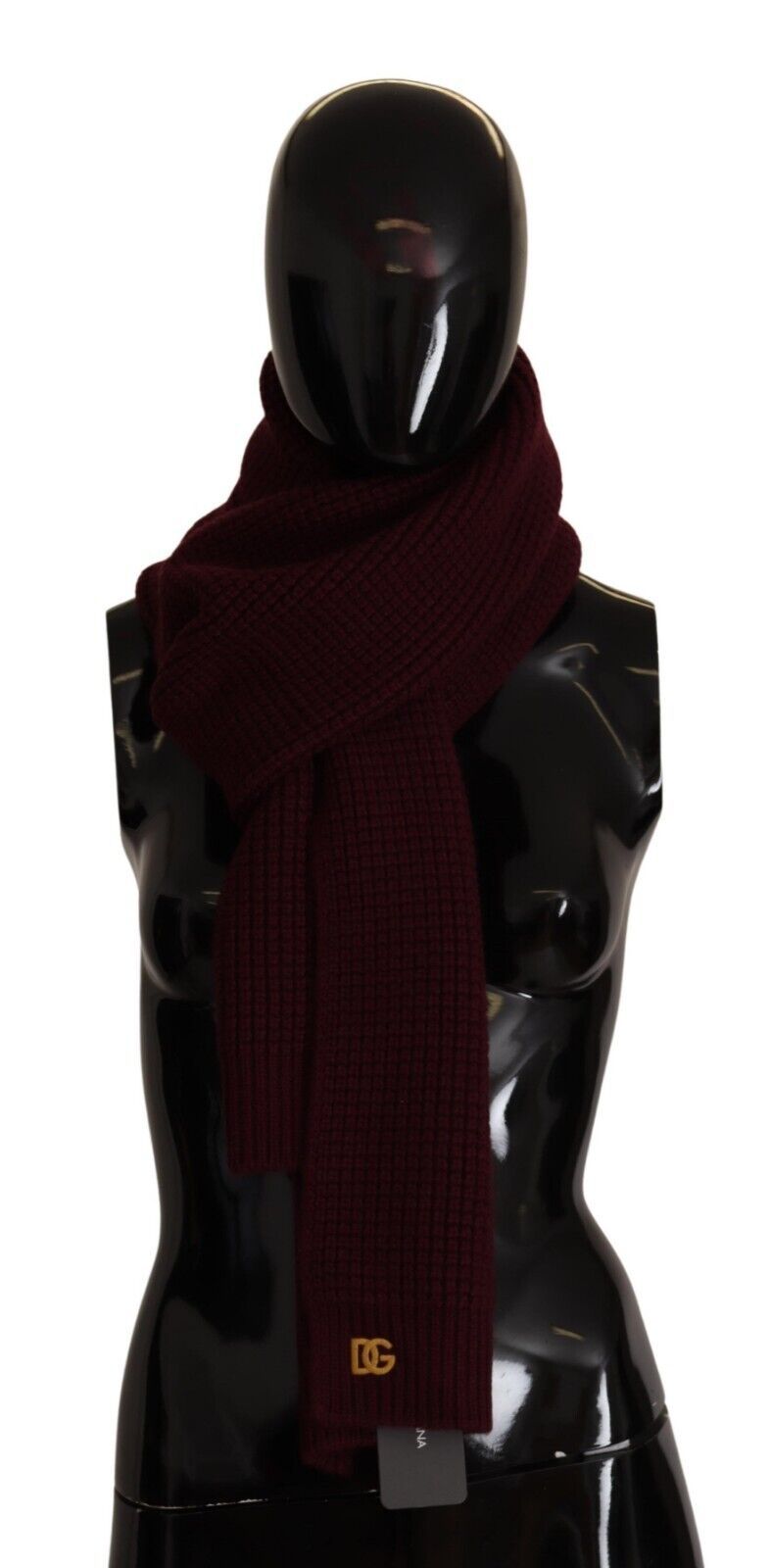 Écharpe en tricot châle à logo en cachemire rouge foncé Dolce &amp; Gabbana