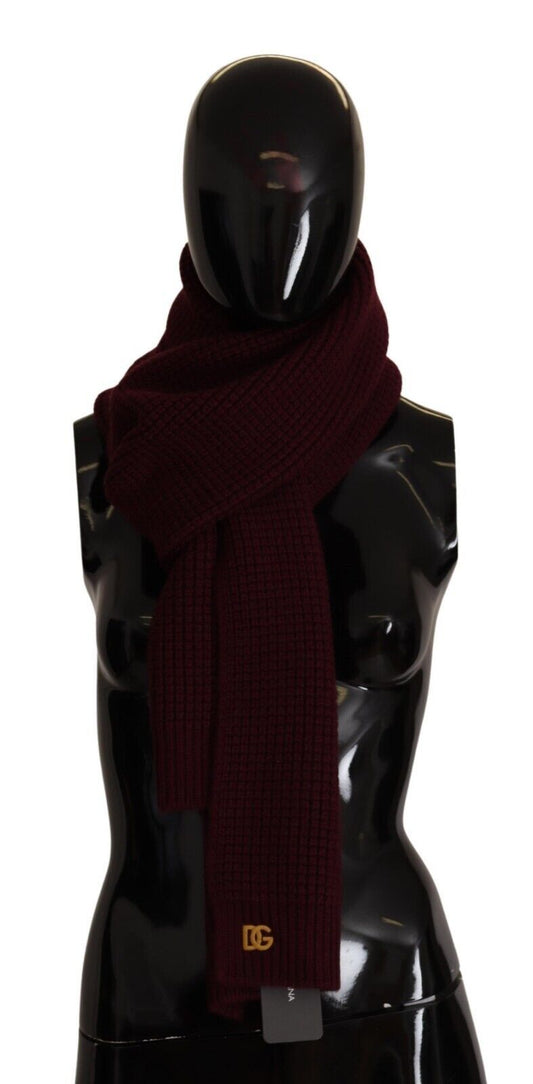 Écharpe en tricot châle à logo en cachemire rouge foncé Dolce &amp; Gabbana