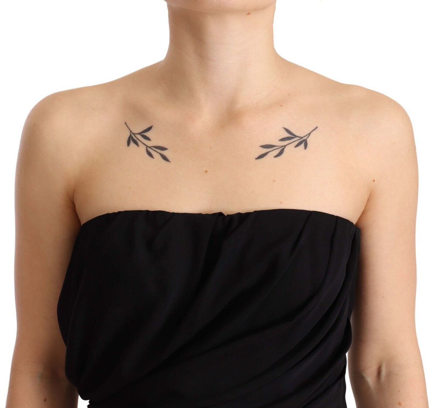 Robe fourreau mi-longue bustier en soie stretch noire Dolce &amp; Gabbana