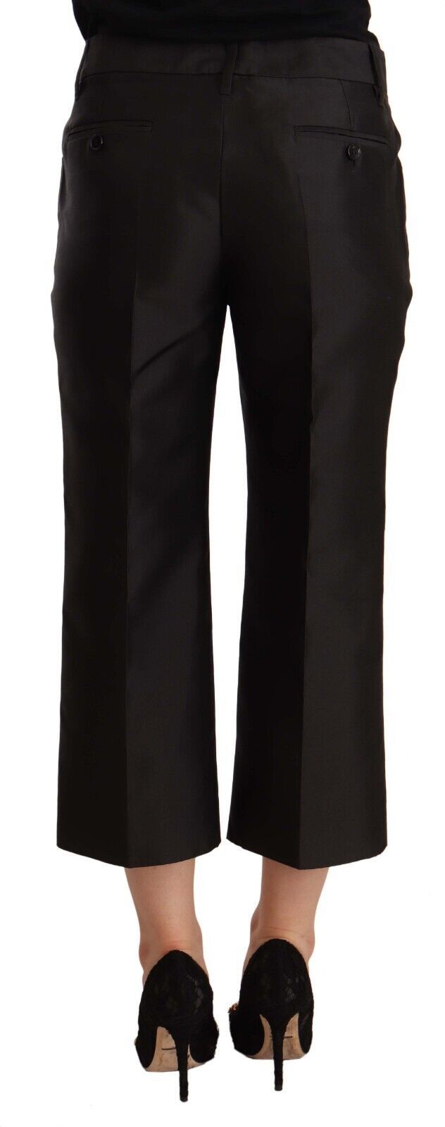 Pantalon court évasé noir Dolce &amp; Gabbana 100 % soie