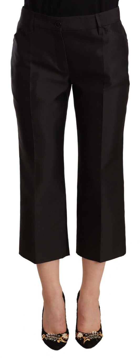 Pantalon court évasé noir Dolce &amp; Gabbana 100 % soie
