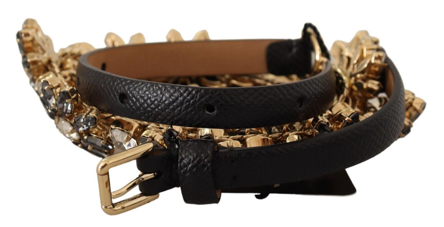 Ceinture texturée Dauphine en cristal et marguerite noire Dolce &amp; Gabbana