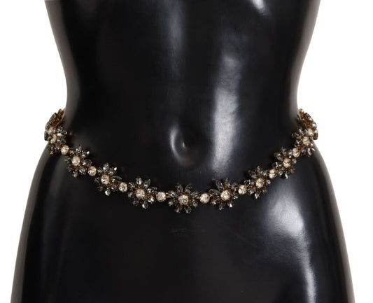 Ceinture texturée Dauphine en cristal et marguerite noire Dolce &amp; Gabbana