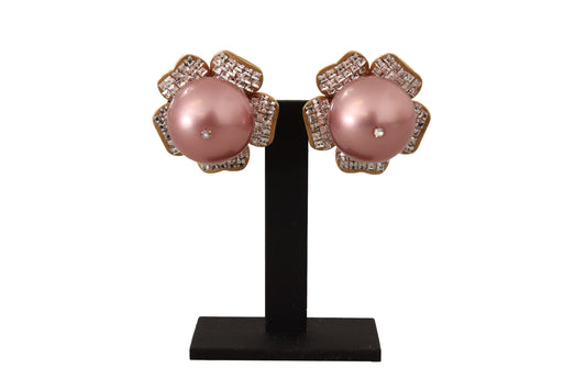 Boucles d'oreilles à clip florales en fausses perles Dolce &amp; Gabbana dorées