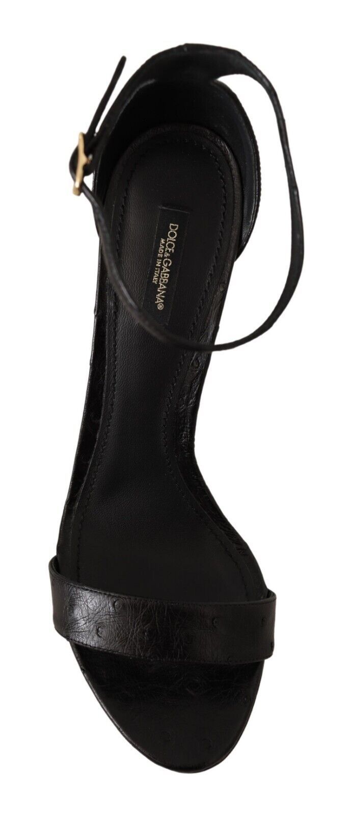 Sandales à talons et bride cheville en autruche noire Dolce &amp; Gabbana