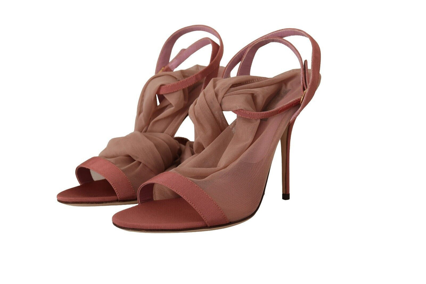 Sandales Dolce &amp; Gabbana en tulle rose extensible à brides à la cheville