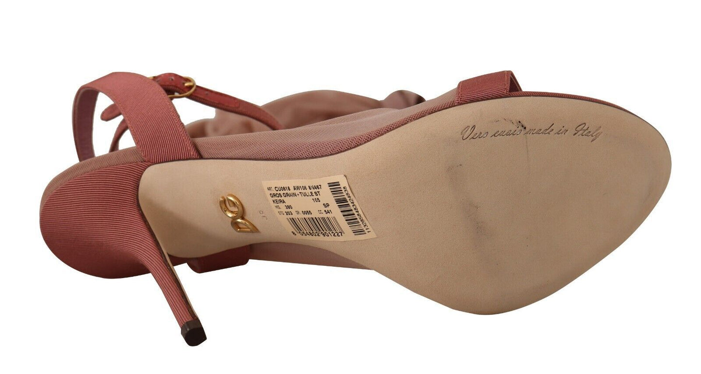 Sandales Dolce &amp; Gabbana en tulle rose extensible à brides à la cheville