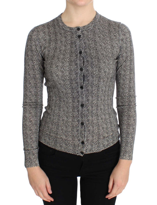 Pull cardigan en laine noir et blanc Dolce &amp; Gabbana