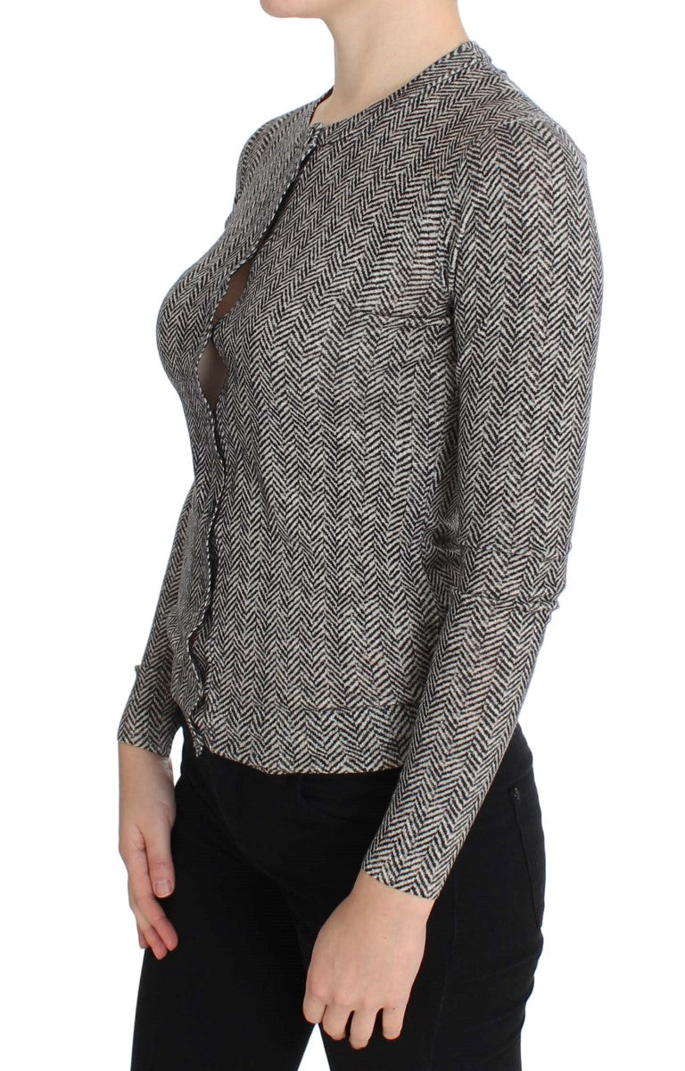 Pull cardigan en laine noir et blanc Dolce &amp; Gabbana