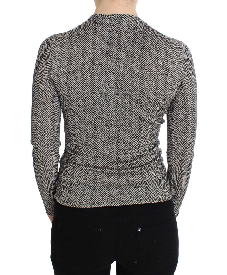 Pull cardigan en laine noir et blanc Dolce &amp; Gabbana