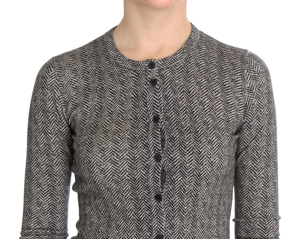 Pull cardigan en laine noir et blanc Dolce &amp; Gabbana
